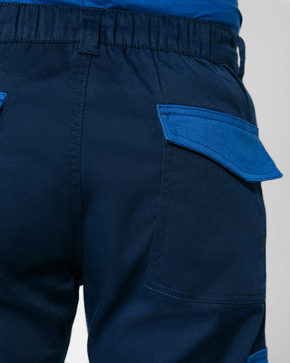 Pantaloni lunghi da lavoro in colori combinati blu royal blu navy dettaglio tasca