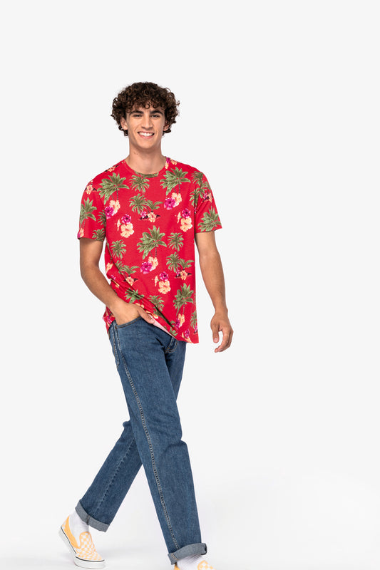 T-shirt uomo con stampa tropicale