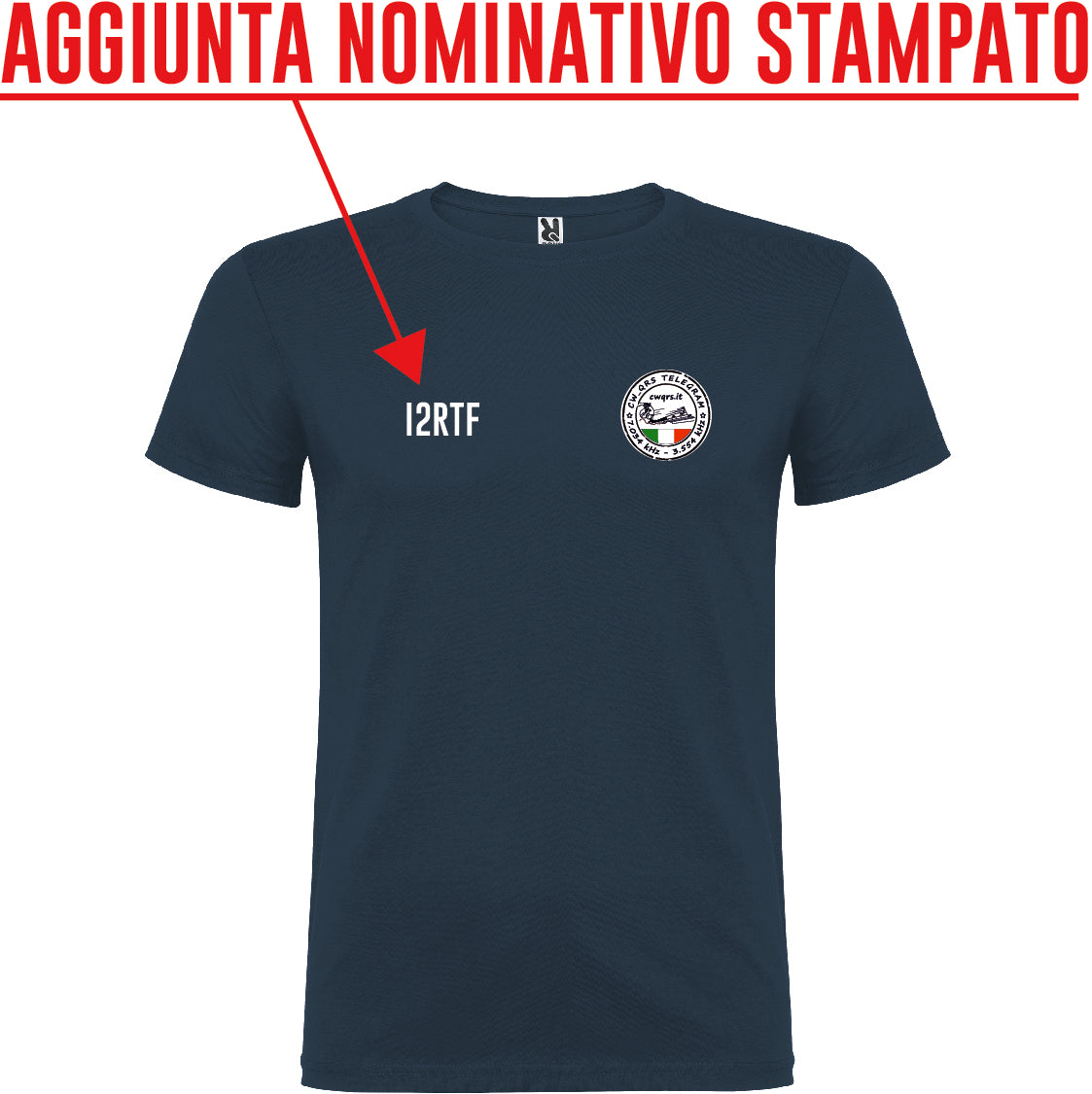 Aggiunta nominativo STAMPATO su abbigliamento CW QRS Italia